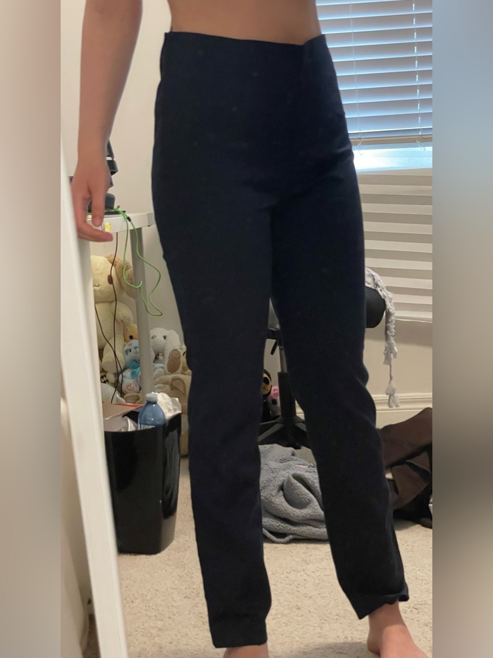 Classic High-Waist Navy Women's Trousers